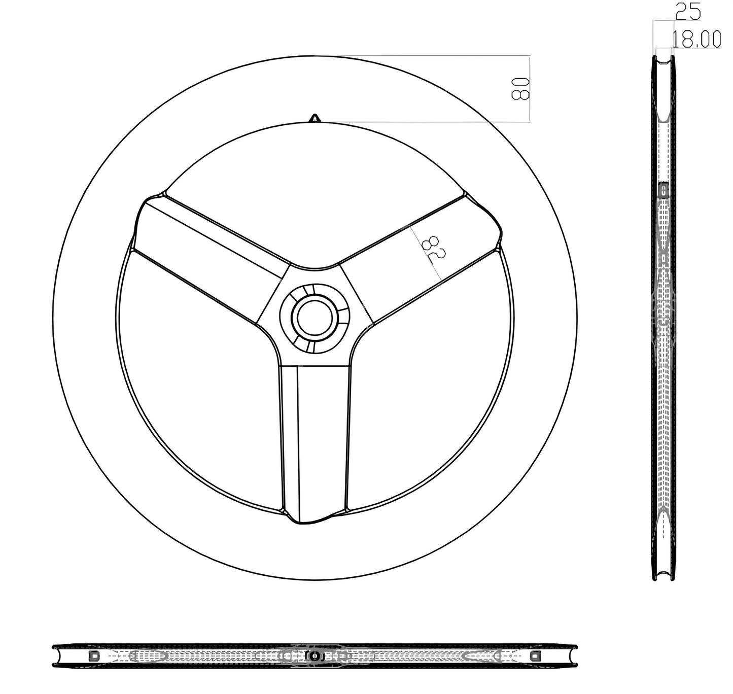 Comp Cycles Trispoke Wheel Model: COMP-tri-8082-Lr (Lyrae)